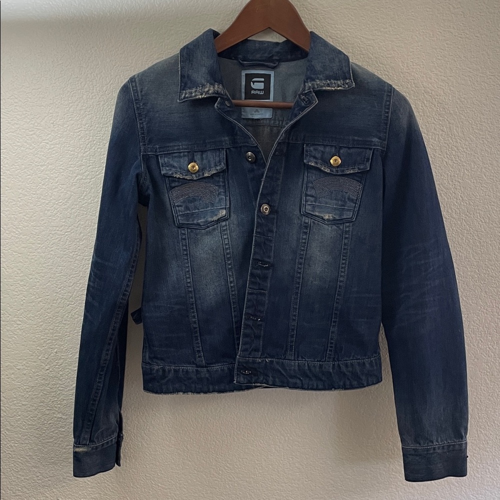 G-star Raw distressed embroidered Denim Blue Women's Jacket western S